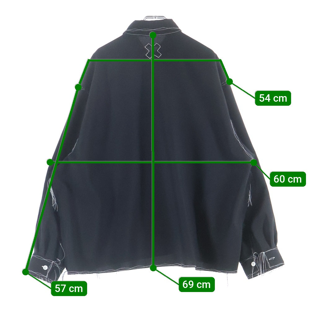 NO BRAND(ノーブランド) 25SS LQUARTET エルカルテット ステッチ デザイン 長袖 シャツ ブラック LQ25SS-LS-012