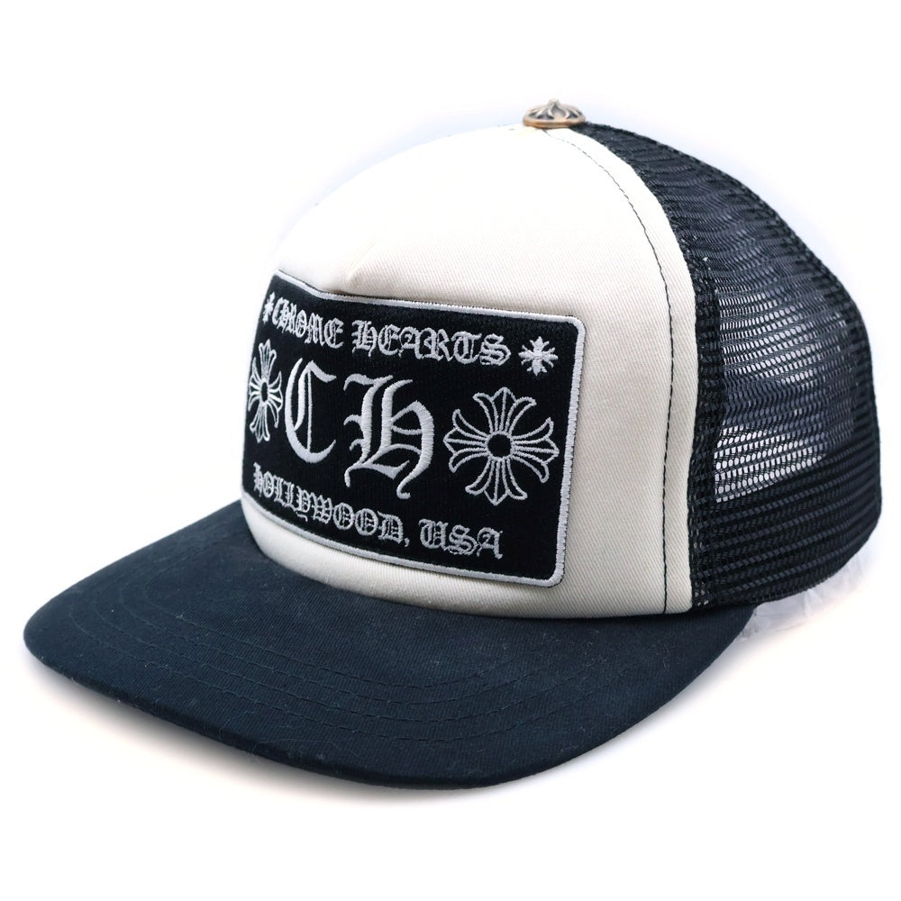 CHROME HEARTS(クロムハーツ) TRUCKER CAP CH刺繍 メッシュ トラッカーキャップ 帽子 ブラック/ホワイト