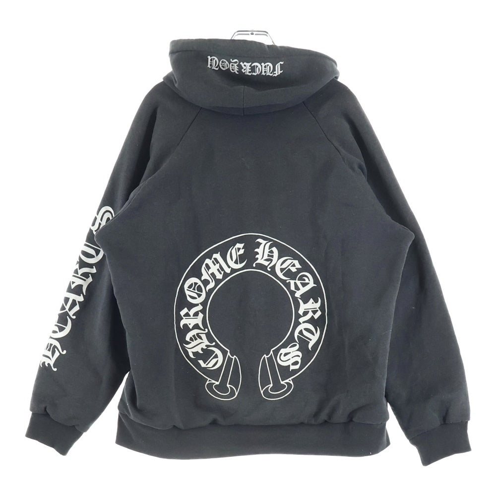 CHROME HEARTS(クロムハーツ) OLD HORSESHOE HOODIE オールド ホースシュープリント 裏地サーマル スウェット プルオーバーパーカー ブラック