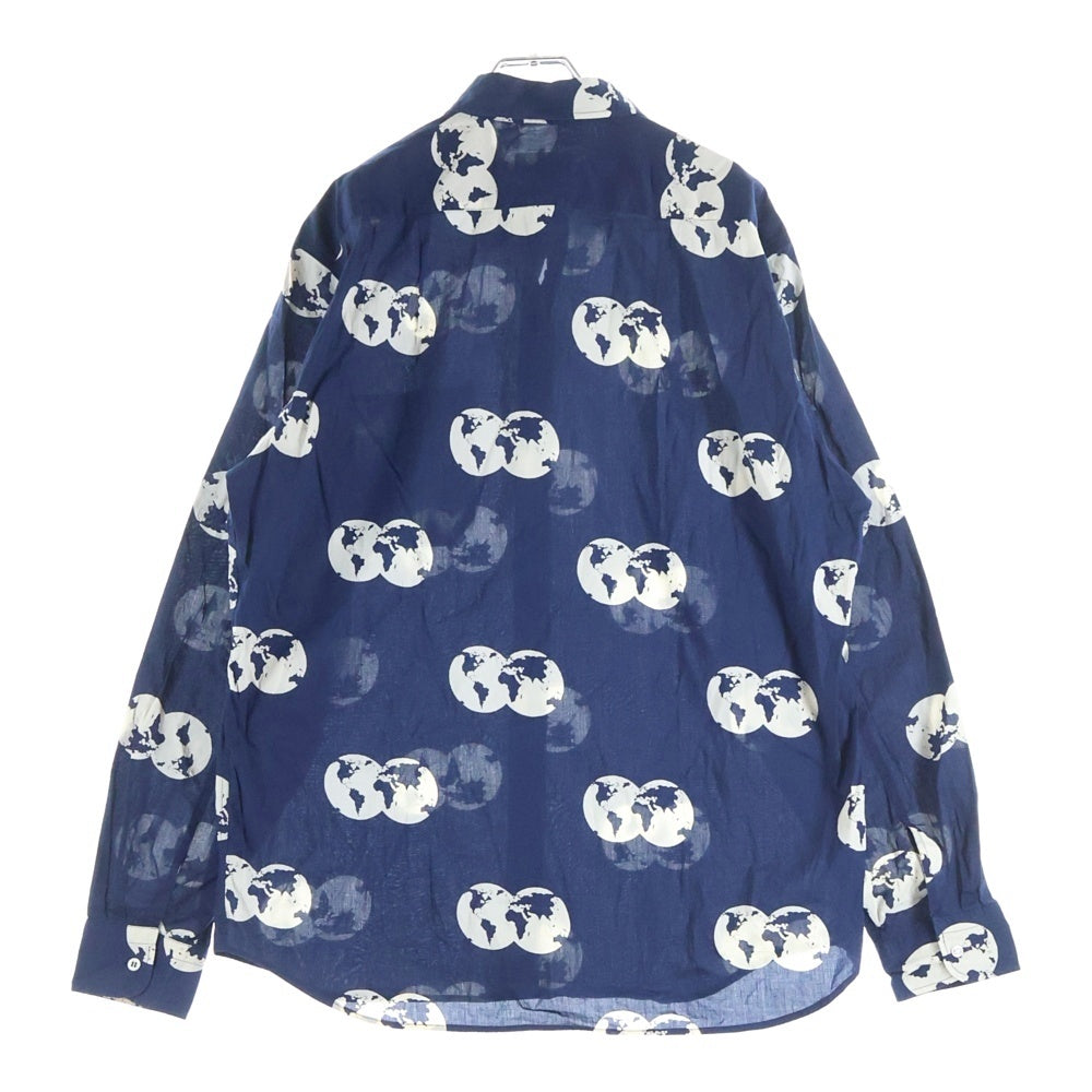 agnes b. homme(アニエスベーオム) 80-90S VINTAGE ヴィンテージ 総柄 コットン 長袖シャツ ネイビー