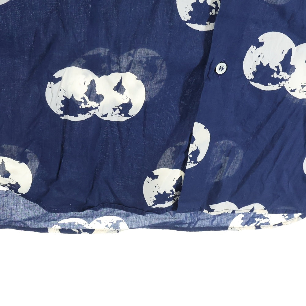 agnes b. homme(アニエスベーオム) 80-90S VINTAGE ヴィンテージ 総柄 コットン 長袖シャツ ネイビー