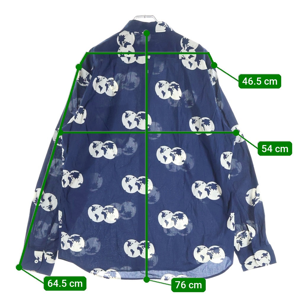 agnes b. homme(アニエスベーオム) 80-90S VINTAGE ヴィンテージ 総柄 コットン 長袖シャツ ネイビー