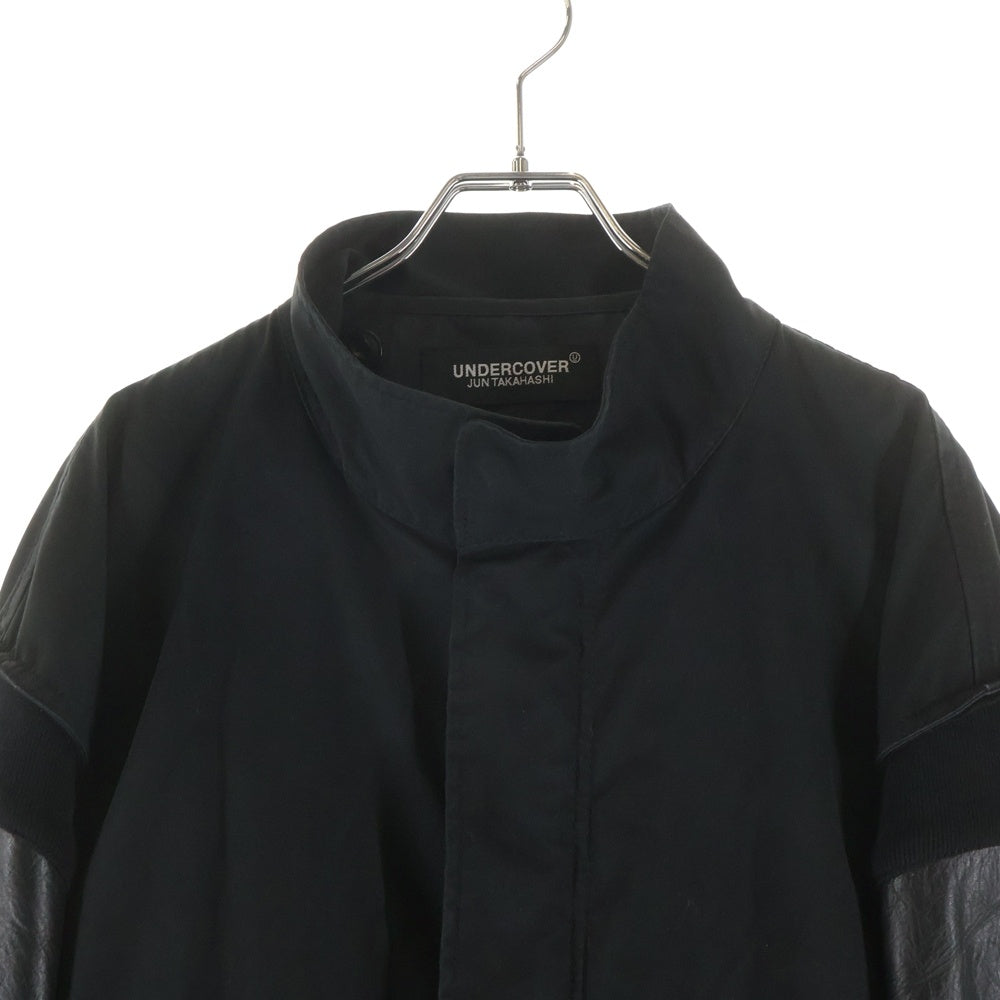 UNDERCOVER(アンダーカバー) 24AW キルティングライニング レザースリーブ コットンモッズコート ブラック UC2D9302
