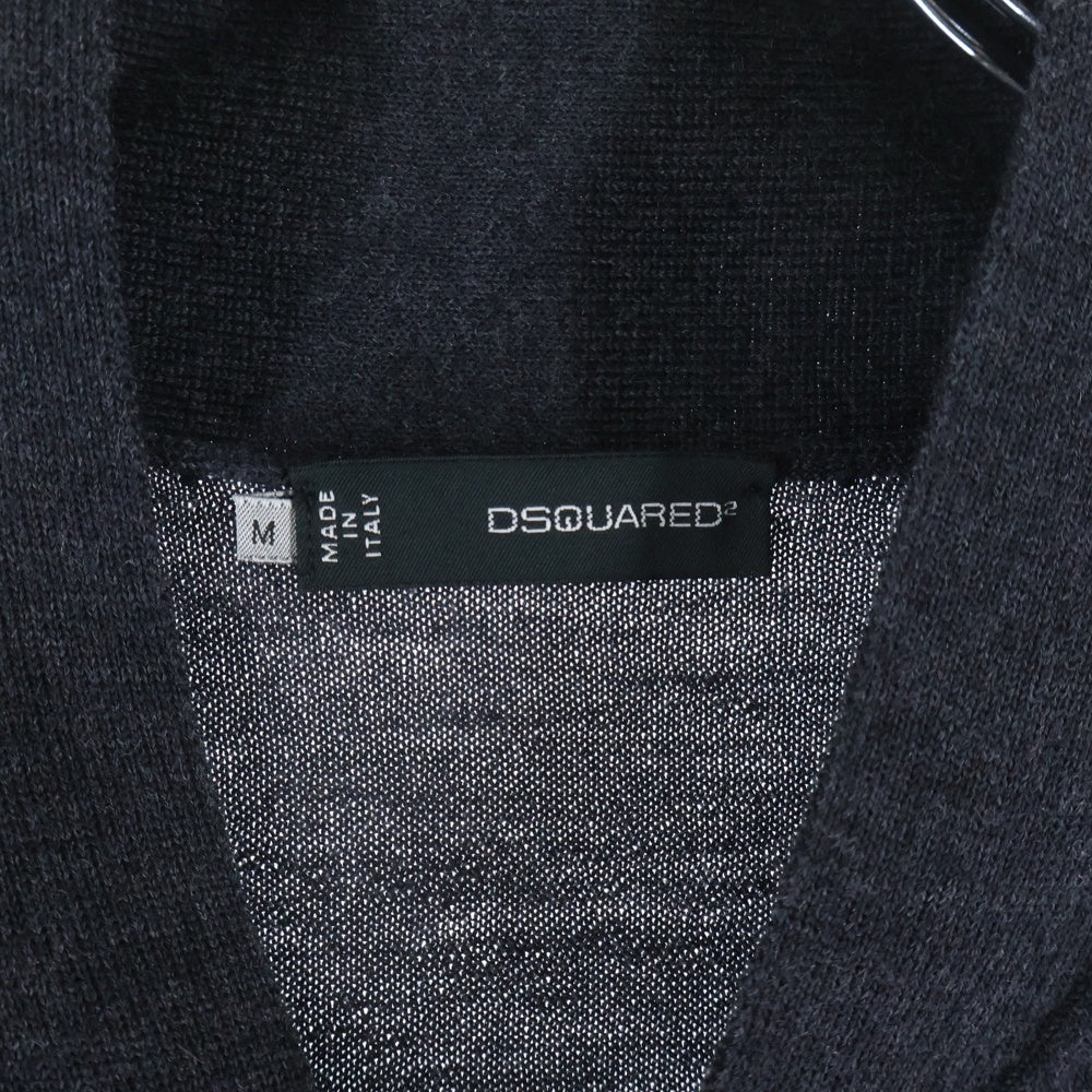 DSQUARED2(ディースクエアード) ダブルポケット メープルロゴデザイン ニット カーディガン グレー S71HA0338