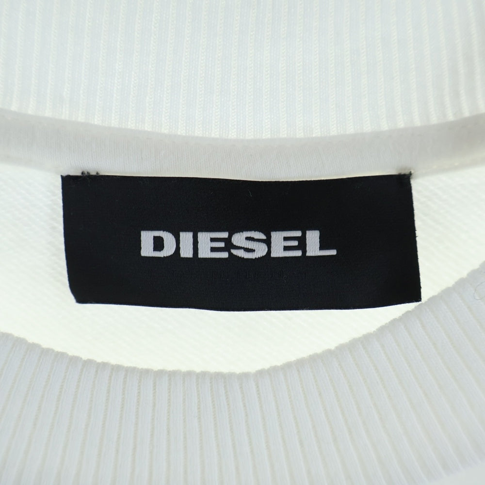 DIESEL(ディーゼル) フロントデザイン クルーネックスウェットトレーナー ホワイト