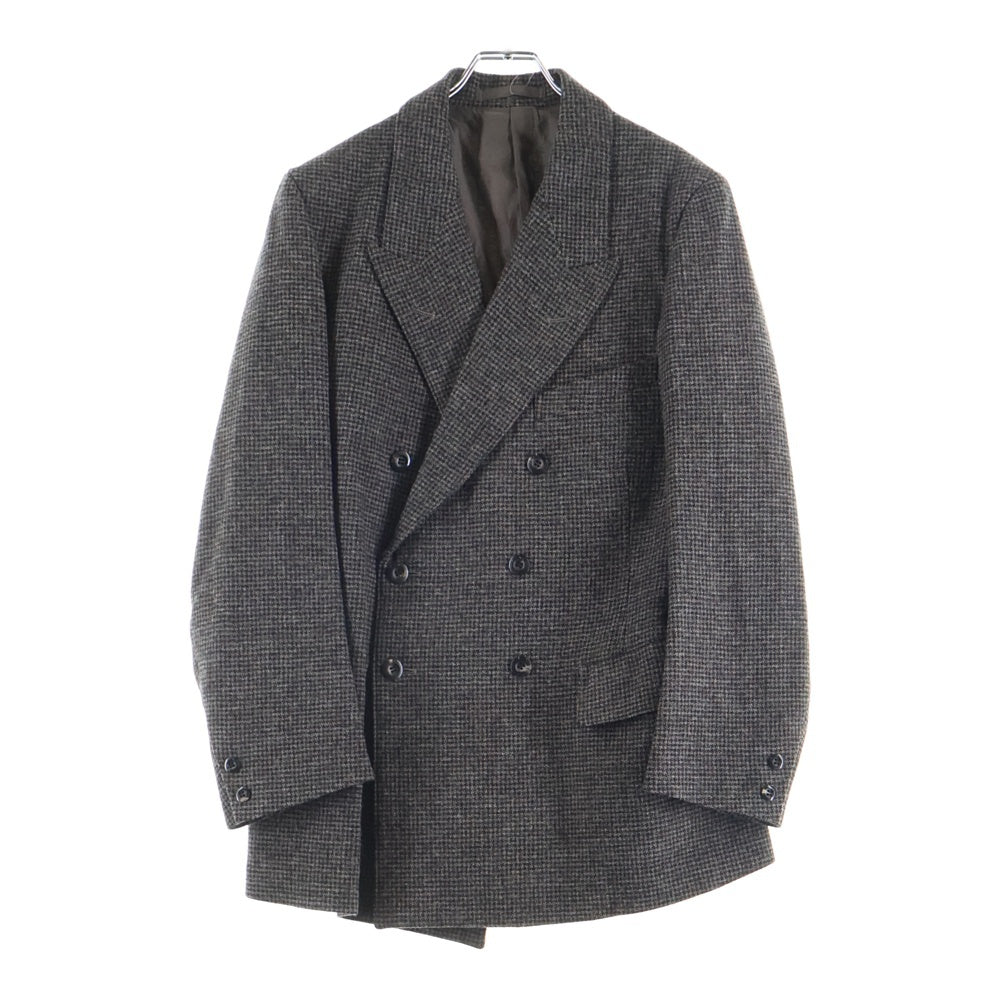 JUN MIKAMI(ジュンミカミ) WOOL JACKET ウールツイード ピークドラペル ダブルテーラードジャケット ブラウン