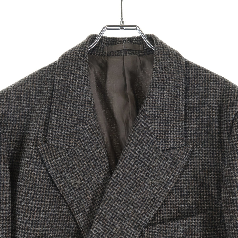 JUN MIKAMI(ジュンミカミ) WOOL JACKET ウールツイード ピークドラペル ダブルテーラードジャケット ブラウン