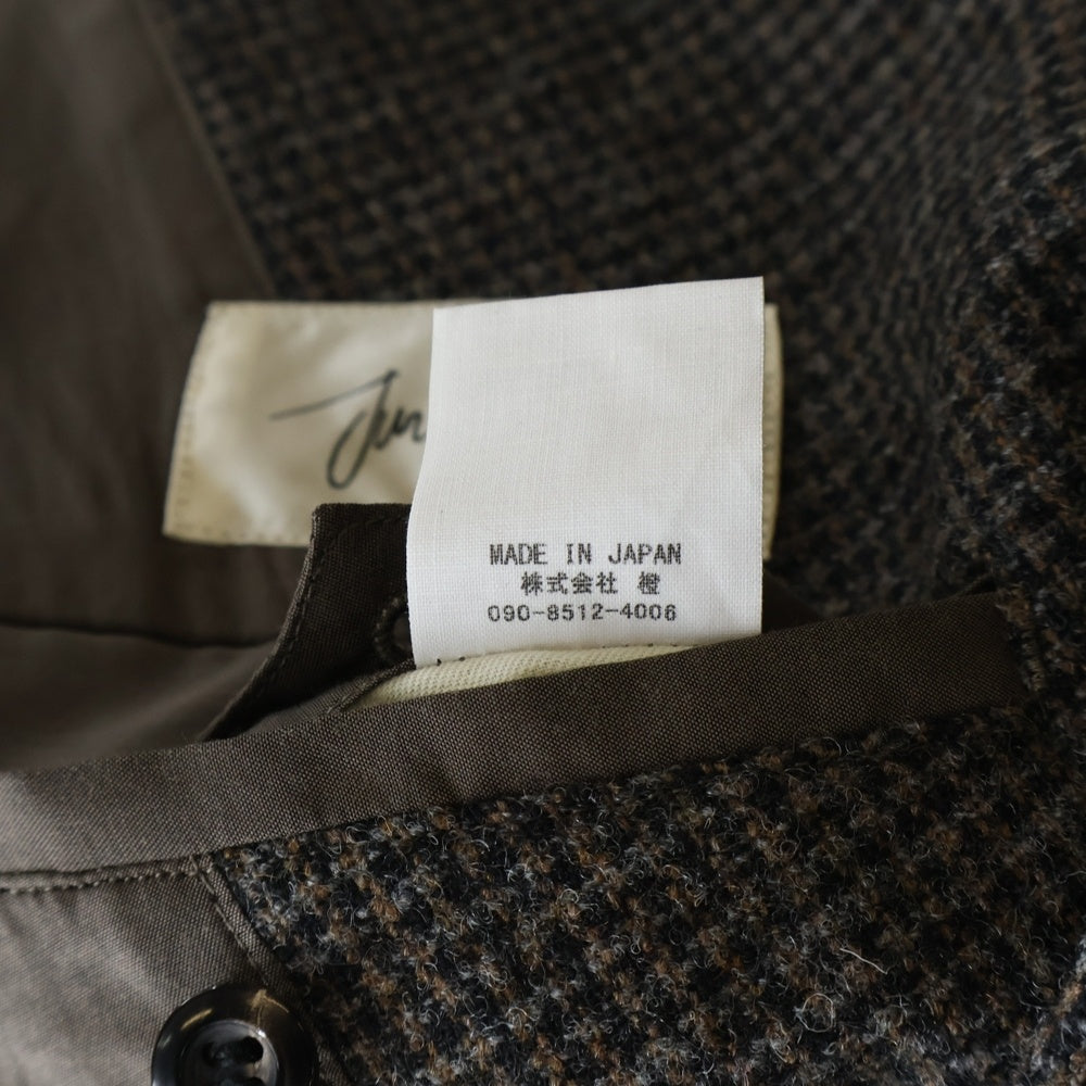 JUN MIKAMI(ジュンミカミ) WOOL JACKET ウールツイード ピークドラペル ダブルテーラードジャケット ブラウン