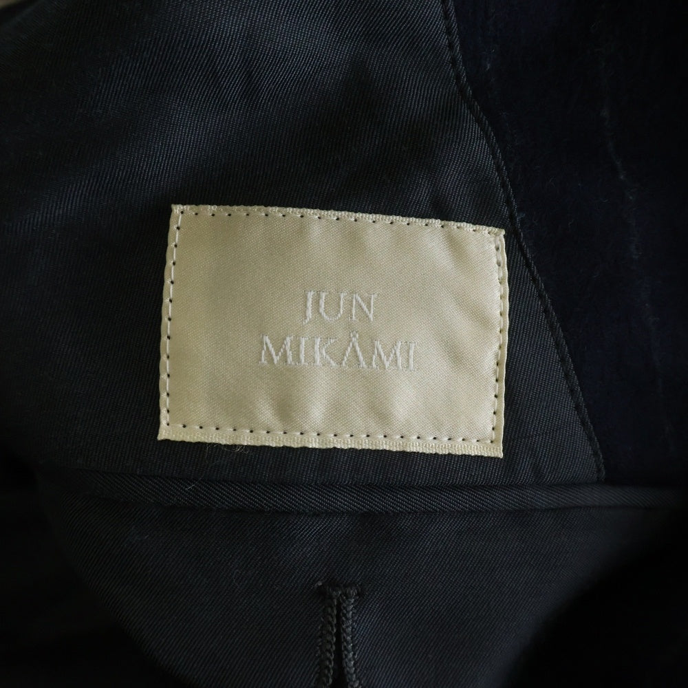 JUN MIKAMI(ジュンミカミ) ウール チョークストライプ ノッチドラペル シングルテーラードジャケット ネイビー