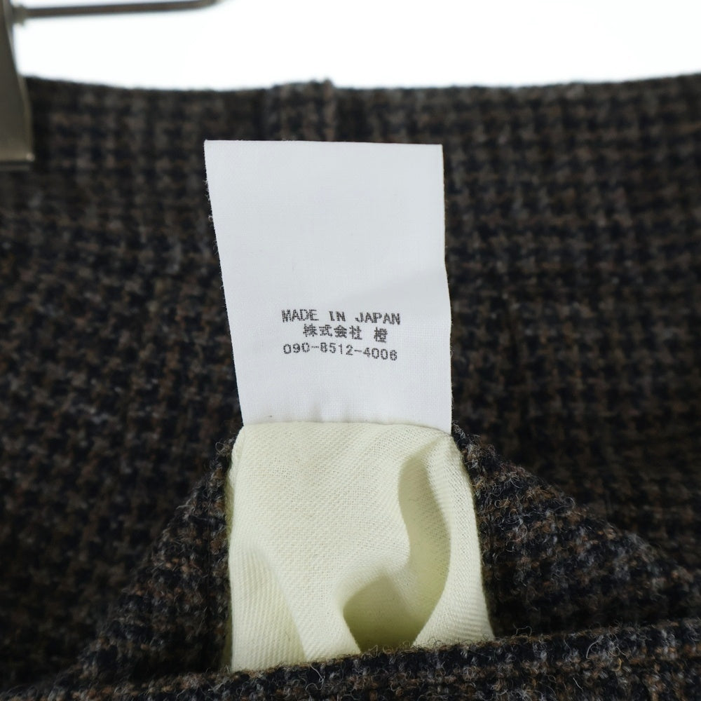 JUN MIKAMI(ジュンミカミ) 22AW ウールツイード ジップフライ ツータック スラックスパンツ ブラウン レディース 22AW-11H