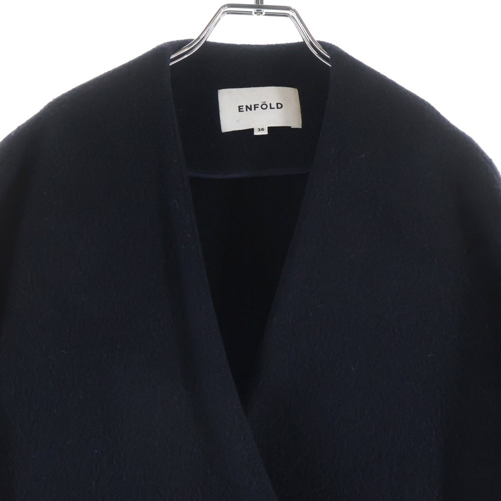 ENFOLD(エンフォルド) リバーウール ロングガウンコート ネイビー