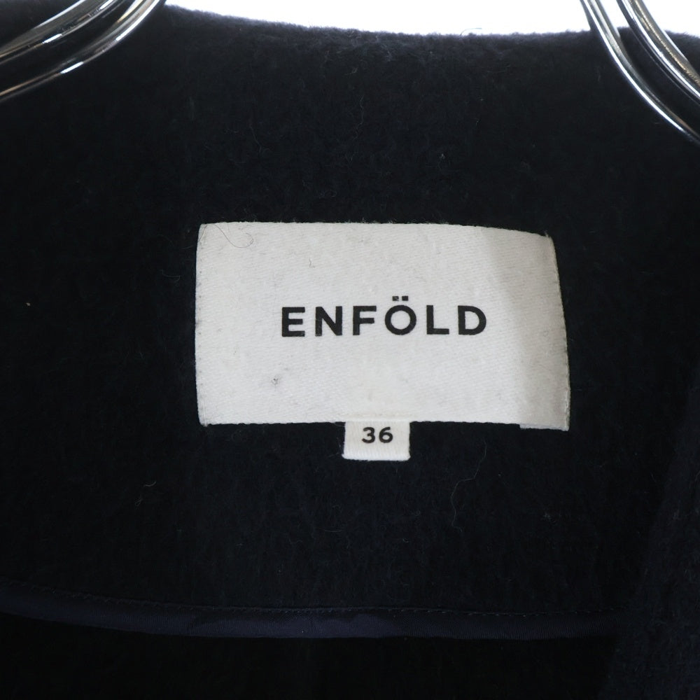 ENFOLD(エンフォルド) リバーウール ロングガウンコート ネイビー