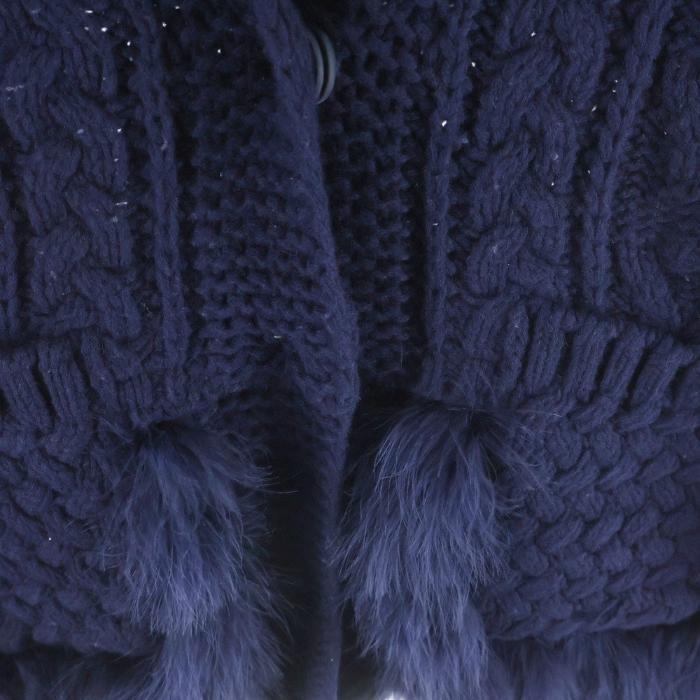 NO BRAND(ノーブランド) il by saori komatsu アイエルバイサオリコマツ 日本製 ファーデザイン ウールニット カーディガン ネイビー レディース 174-402