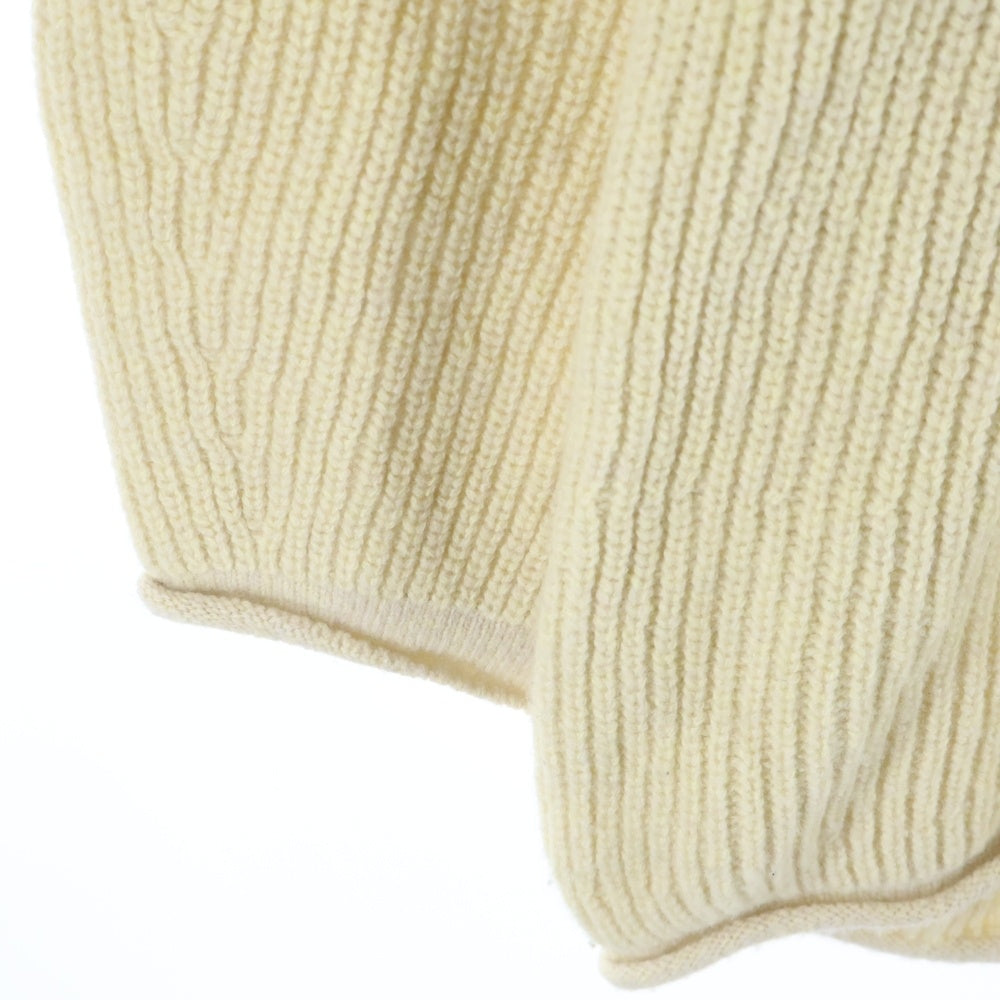 NO BRAND(ノーブランド) UNFIL アンフィル スーパーファイン ラムズウール リブニット Vネックセーター ベージュ レディース WHFL-UW125