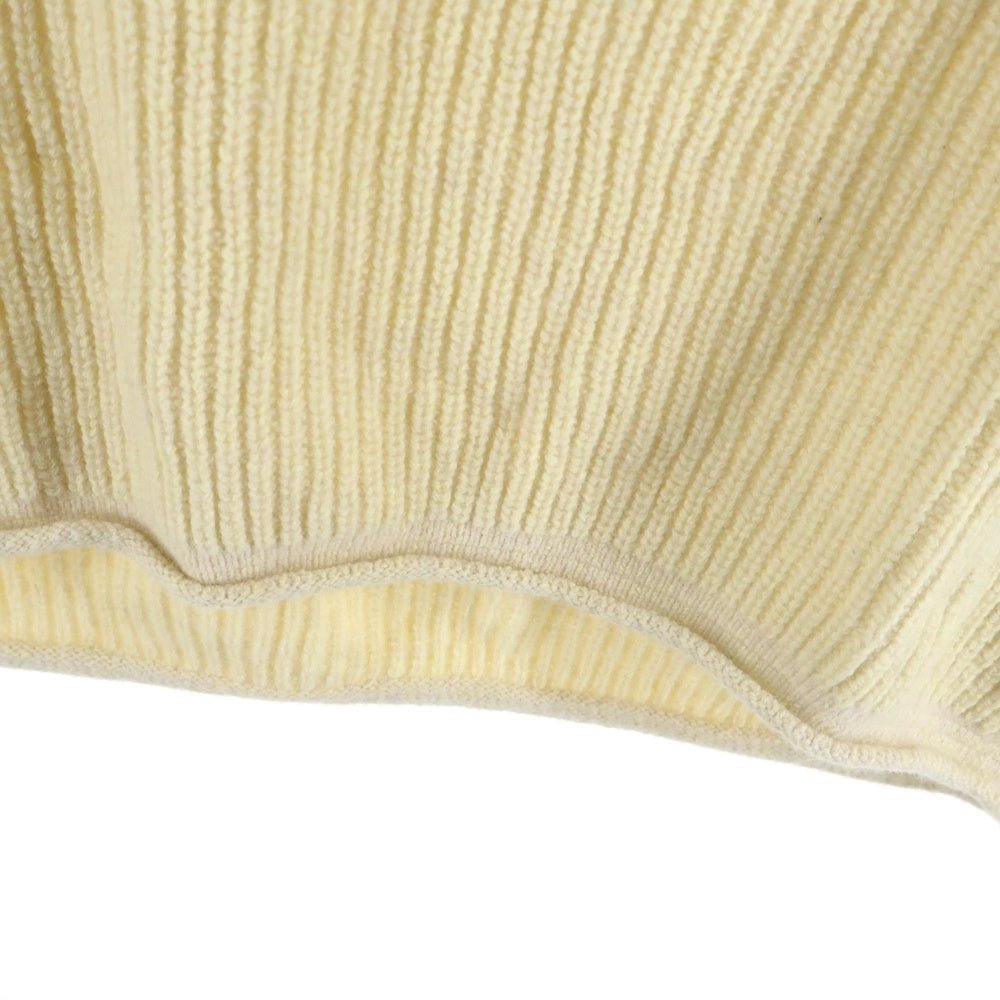 NO BRAND(ノーブランド) UNFIL アンフィル スーパーファイン ラムズウール リブニット Vネックセーター ベージュ レディース WHFL-UW125