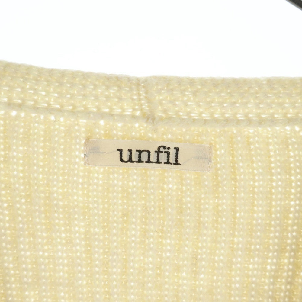 NO BRAND(ノーブランド) UNFIL アンフィル スーパーファイン ラムズウール リブニット Vネックセーター ベージュ レディース WHFL-UW125