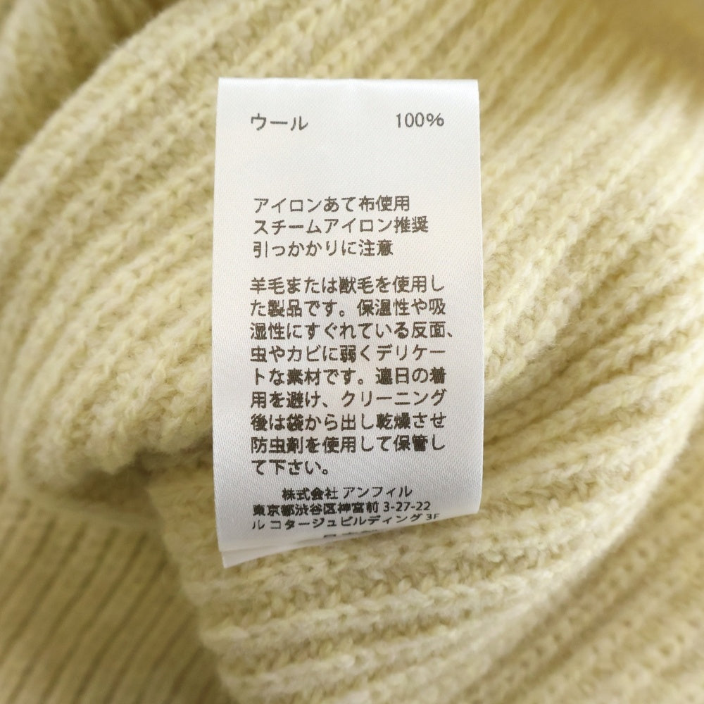 NO BRAND(ノーブランド) UNFIL アンフィル スーパーファイン ラムズウール リブニット Vネックセーター ベージュ レディース WHFL-UW125