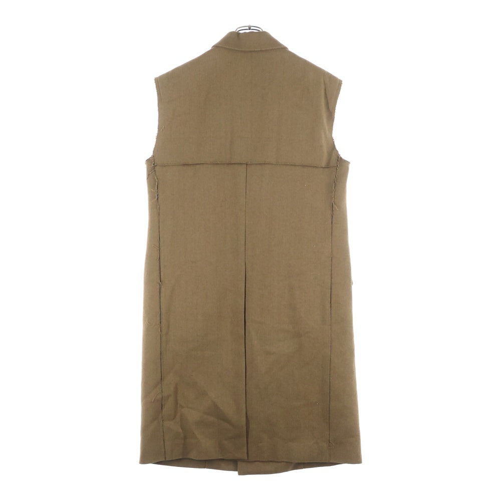 MIOSMOKEY(ミオズモーキー) 22AW STRIPE CUT OFF DB GILET ストライプ カットオフ ダブルブレスト ロングジレベスト レディース ブラウン 222VE002F-A