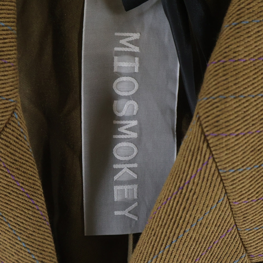 MIOSMOKEY(ミオズモーキー) 22AW STRIPE CUT OFF DB GILET ストライプ カットオフ ダブルブレスト ロングジレベスト レディース ブラウン 222VE002F-A