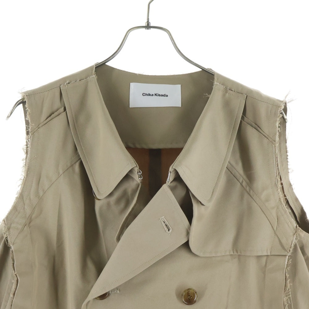 UNITED ARROWS(ユナイテッドアローズ) ×CHIKA KISADA チカキサダ カットオフデザイン ノースリーブ トレンチコート ロング ジレベスト ベージュ 5182407/CO-22009 レディース