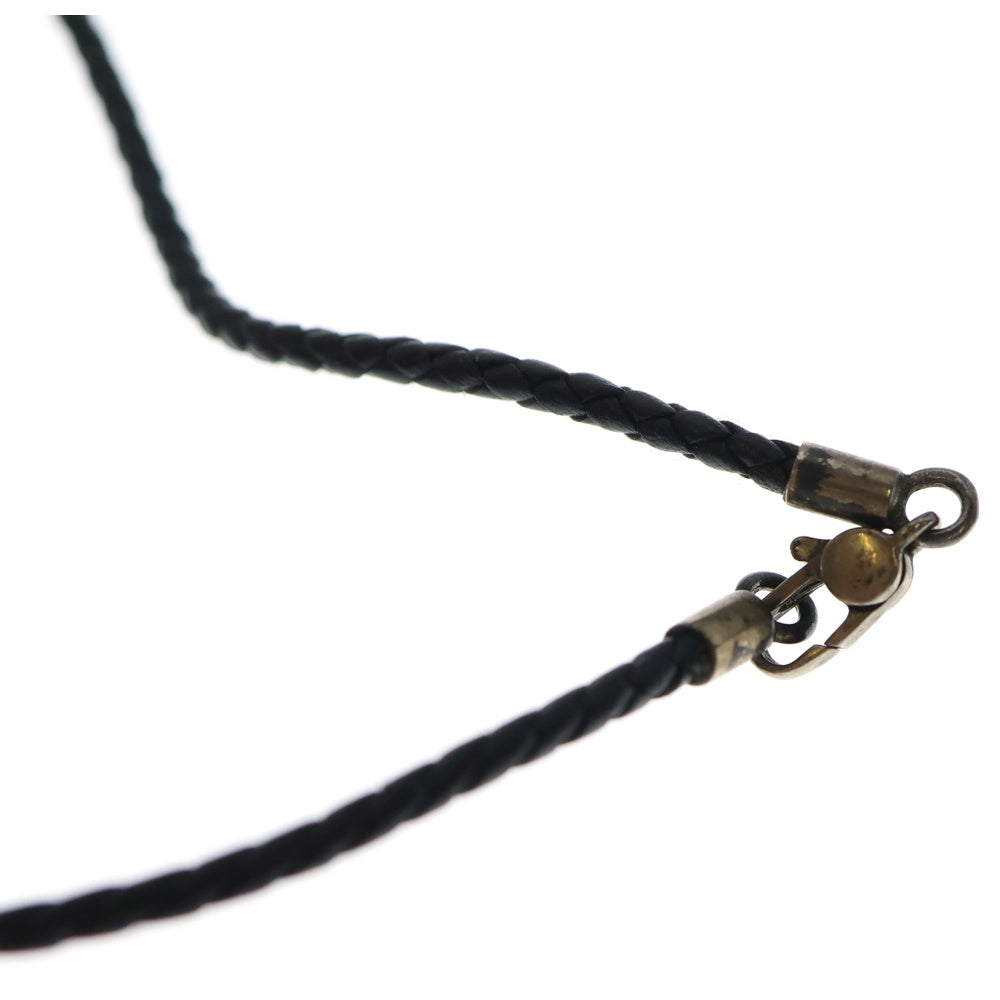 GUCCI(グッチ) クレスト ロゴデザインチャーム レザー紐 ネックレス シルバー