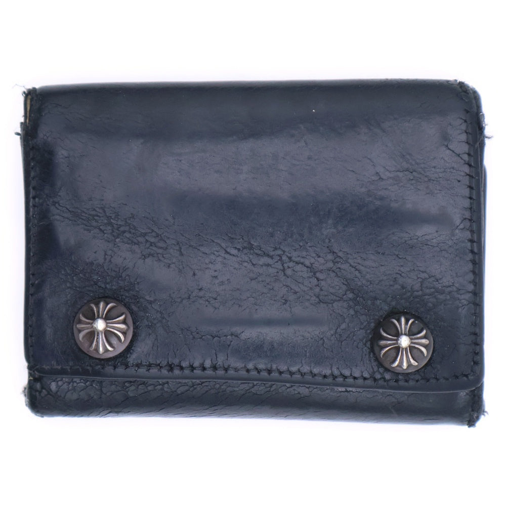 CHROME HEARTS(クロムハーツ) 3FOLD 3フォールド クロスボールボタン レザーウォレット 財布 ブラック BCA364