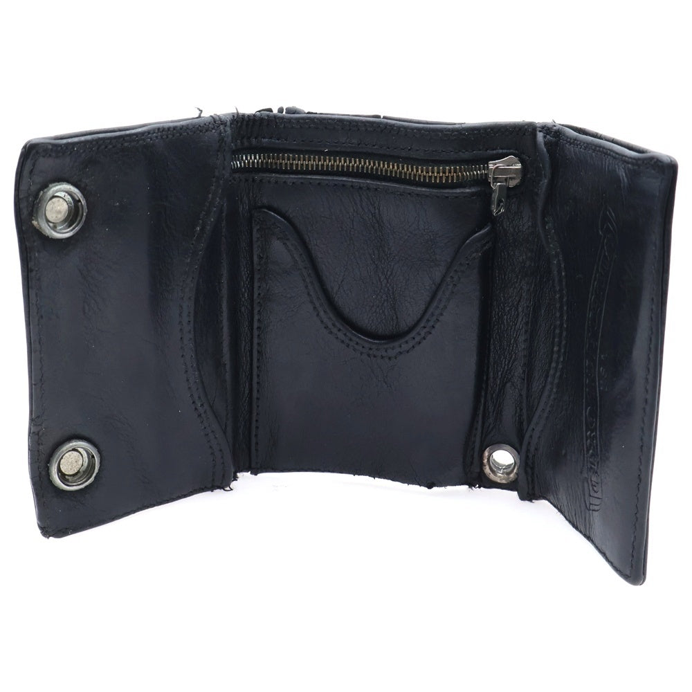 CHROME HEARTS(クロムハーツ) 3FOLD 3フォールド クロスボールボタン レザーウォレット 財布 ブラック BCA364