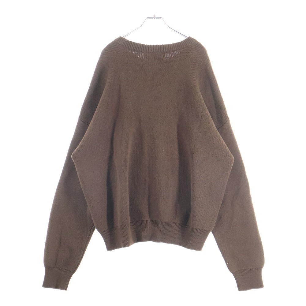 FEAR OF GOD ESSENTIALS(フィアオブゴッド エッセンシャルズ) フロントロゴデザイン コットン混 クルーネック ニット セーター ブラウン