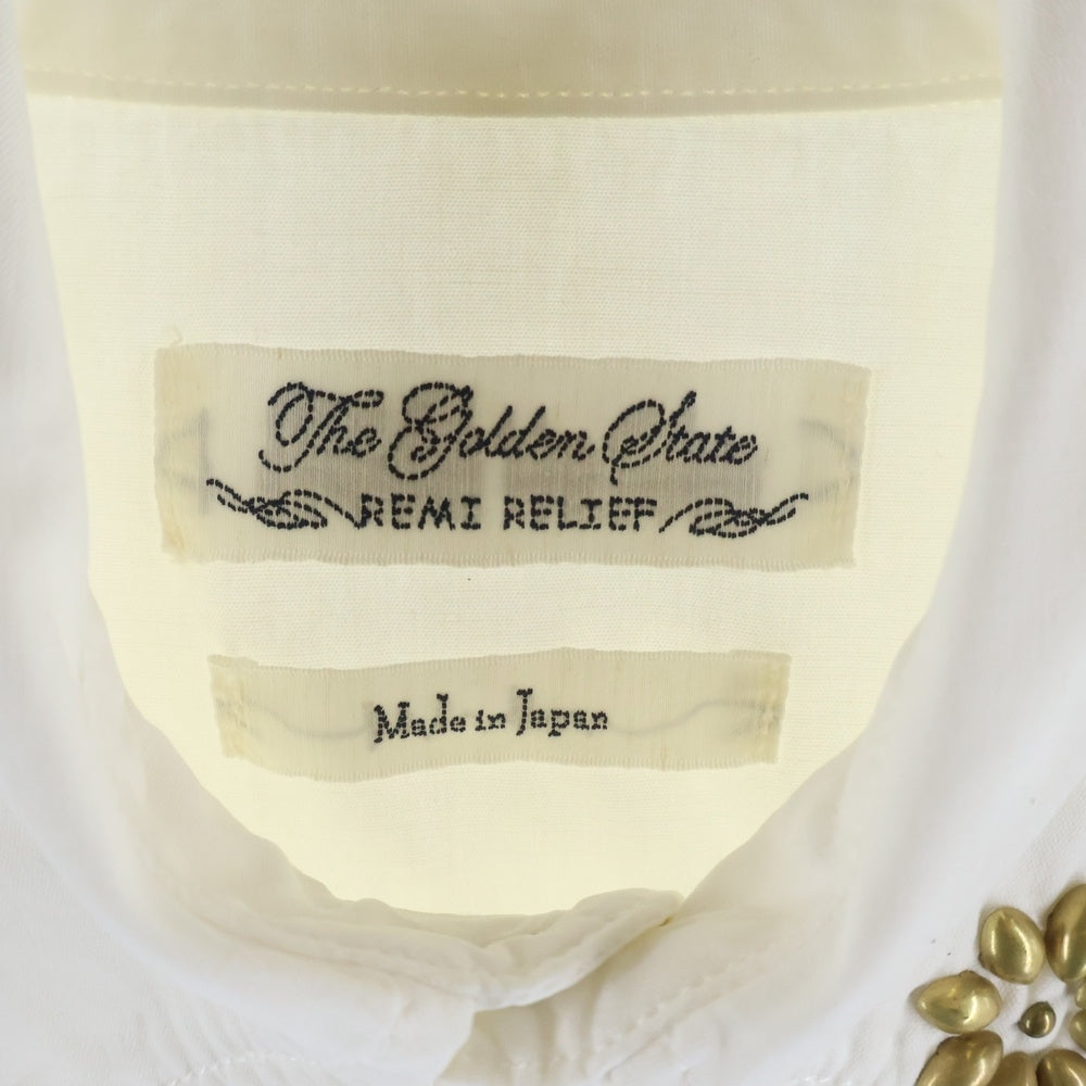 REMI RELIEF(レミ レリーフ) フラワースタッズデザイン マルチポケット ウエスタン 長袖シャツ ホワイト