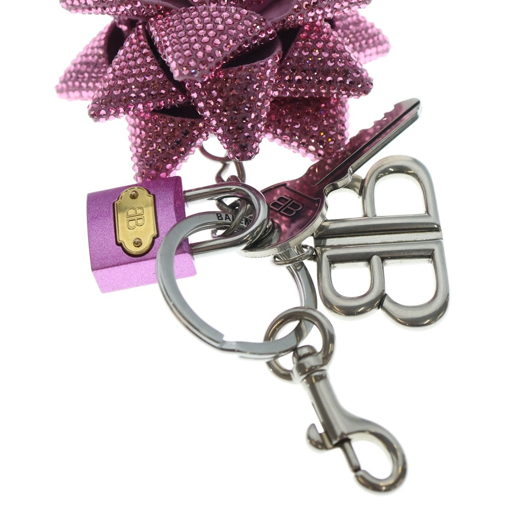 BALENCIAGA(バレンシアガ) フラワーシンボル キーホルダー キーリング ピンク/シルバー 853973 2ACBT レディース