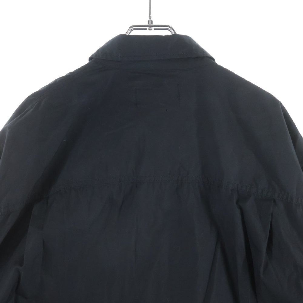 WILDSIDE YOHJI YAMAMOTO(ワイルドサイド ヨウジ ヤマモト) フラワーエンブロイダリーデザイン ダブルフラップポケット ドローストリング 長袖シャツ ブラック WS-B68-050