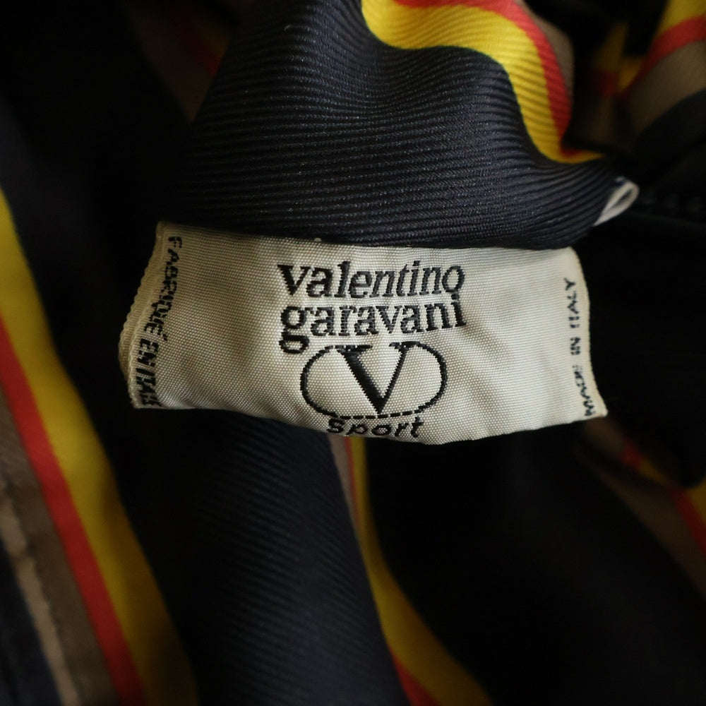 VALENTINO GARAVANI(ヴァレンチノガラヴァーニ) フロントワッペン 裏地ストライプ リバーシブル トレンチコート ネイビー