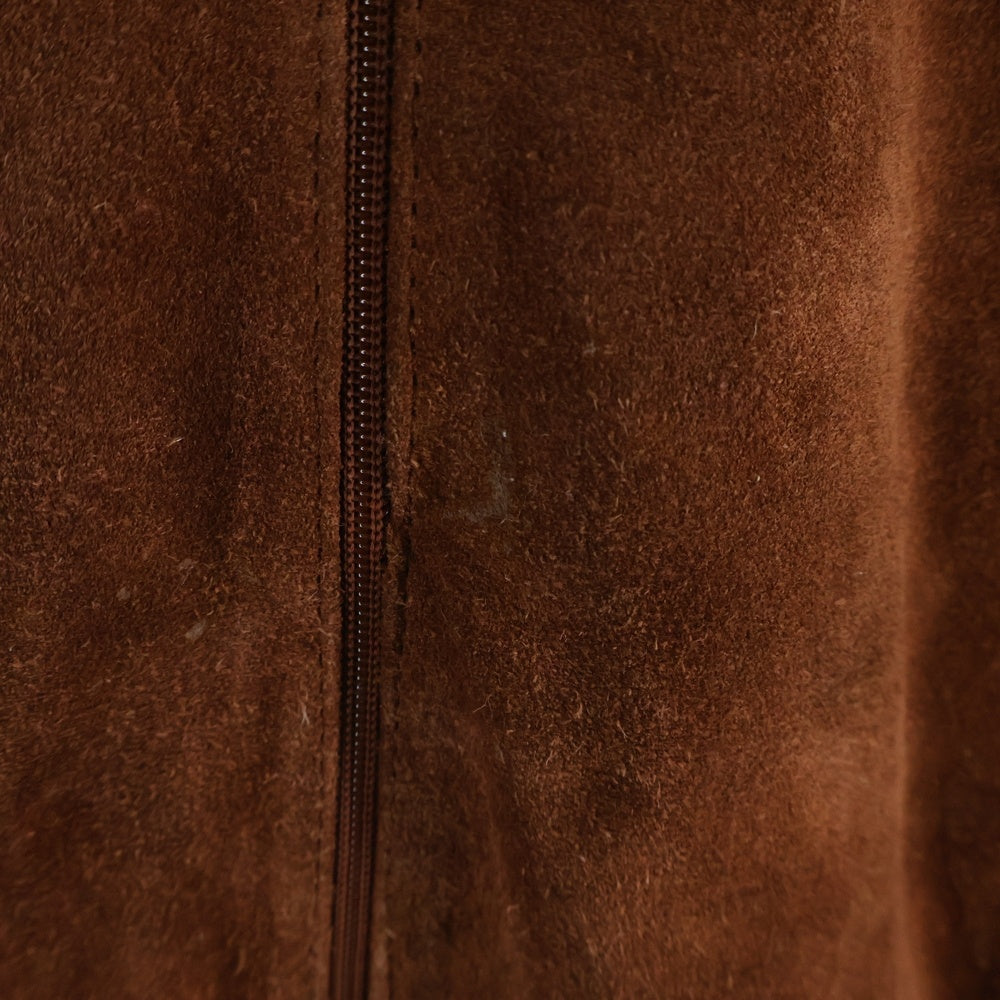 NO BRAND(ノーブランド) FINGERHUT FASHIONS (フィンガーハットファッションズ) スウェード切り替え ジップアップパーカー フーディー ブラウン