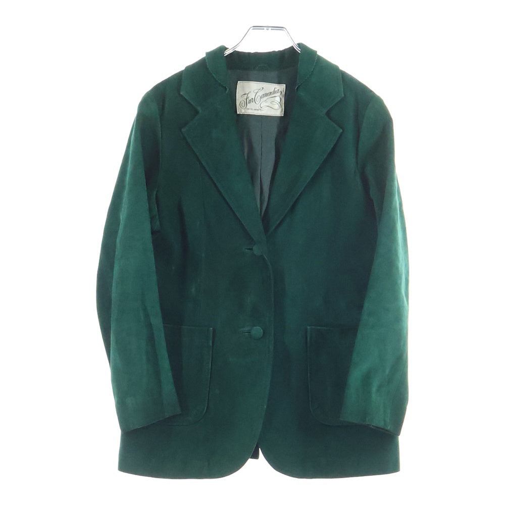 NO BRAND(ノーブランド) FUR CANADIA (ファーカナディア) スウェード シングルテーラードジャケット グリーン