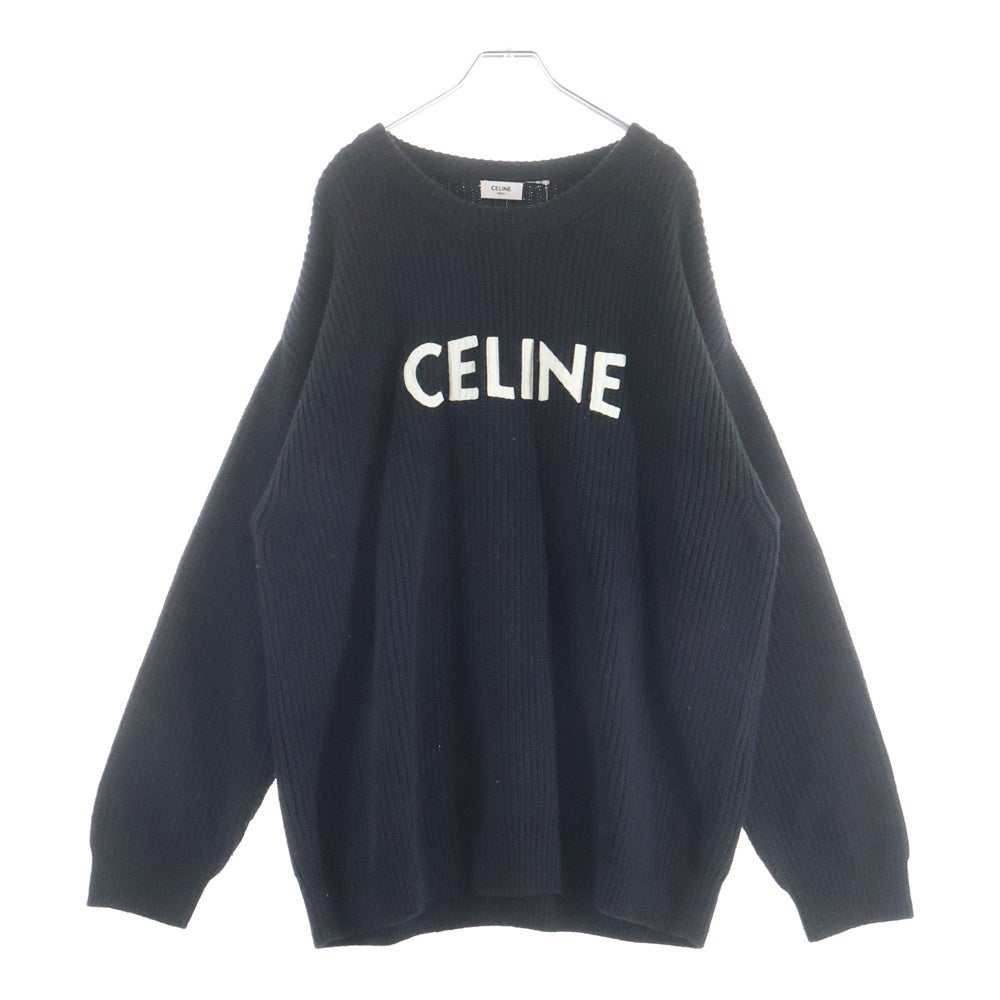 CELINE(セリーヌ) 21AW イタリア製 フロントロゴワッペン オーバーサイズ ニット セーター ブラック 2A19R423P
