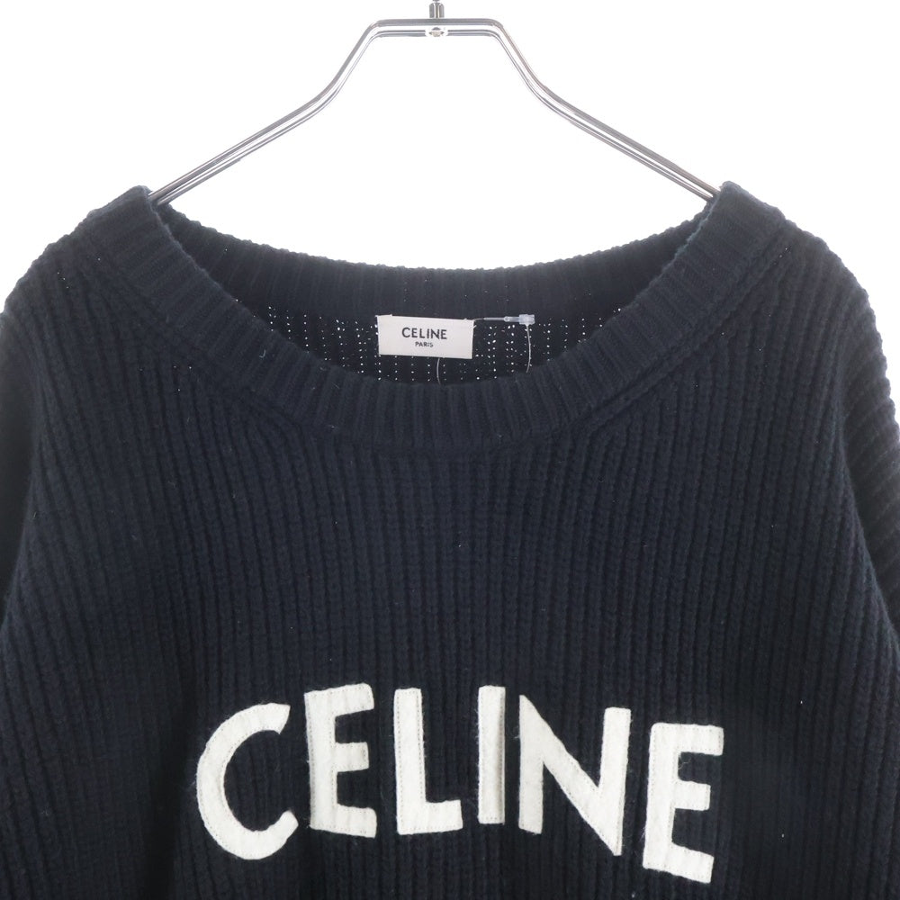 CELINE(セリーヌ) 21AW イタリア製 フロントロゴワッペン オーバーサイズ ニット セーター ブラック 2A19R423P