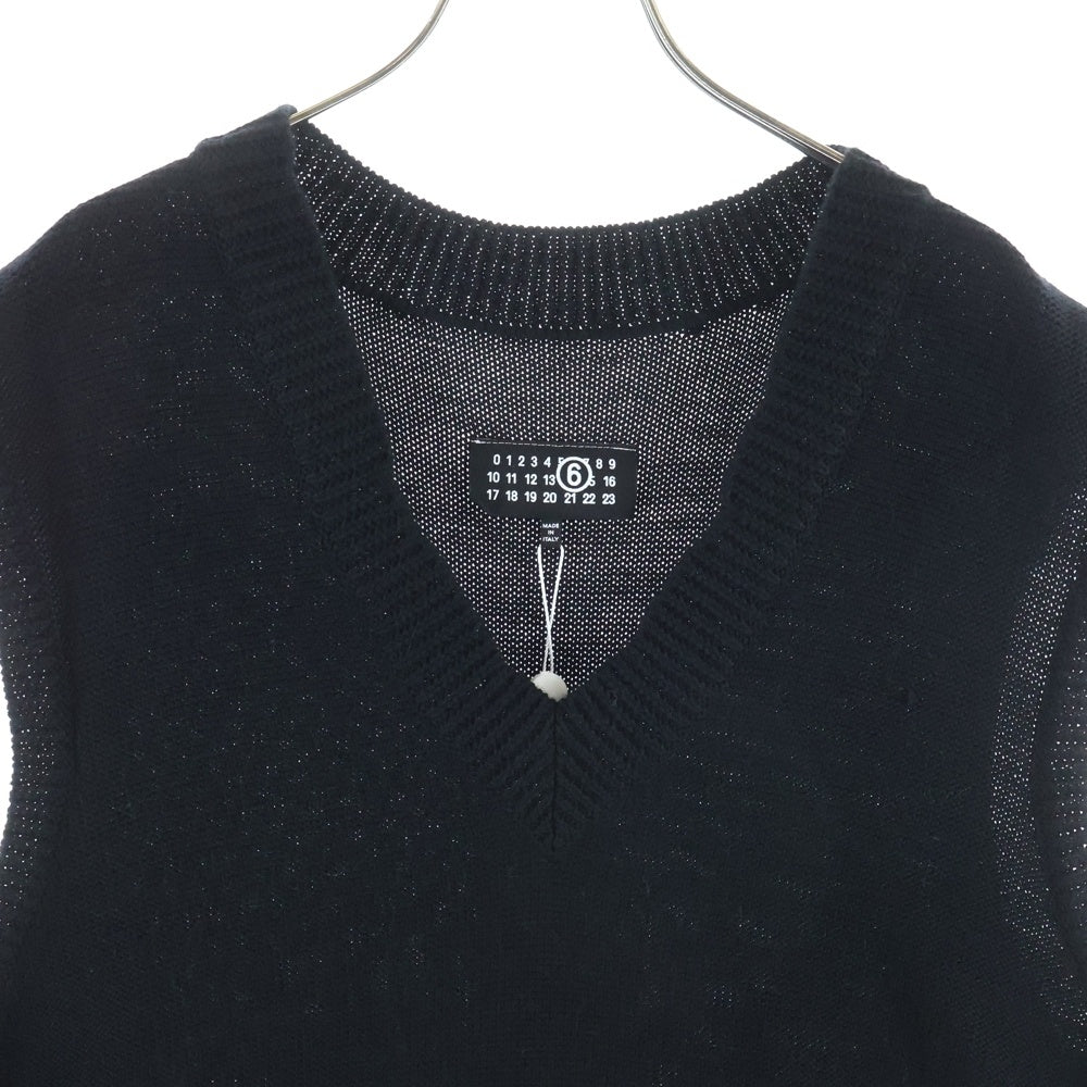 MM6 Maison Margiela(エムエムシックスメゾンマルジェラ) 25AW オーバーサイズ デストロイニットベスト ブラック S52DA0034