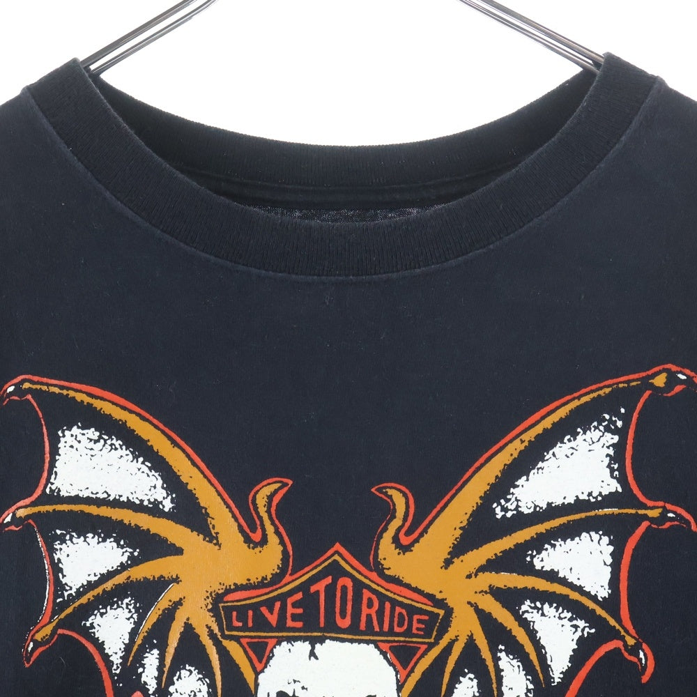 TENDERLOIN(テンダーロイン) T-TEE LIVE TO RIDE RIDE TO LIVE スカルプリントTシャツ ブラック