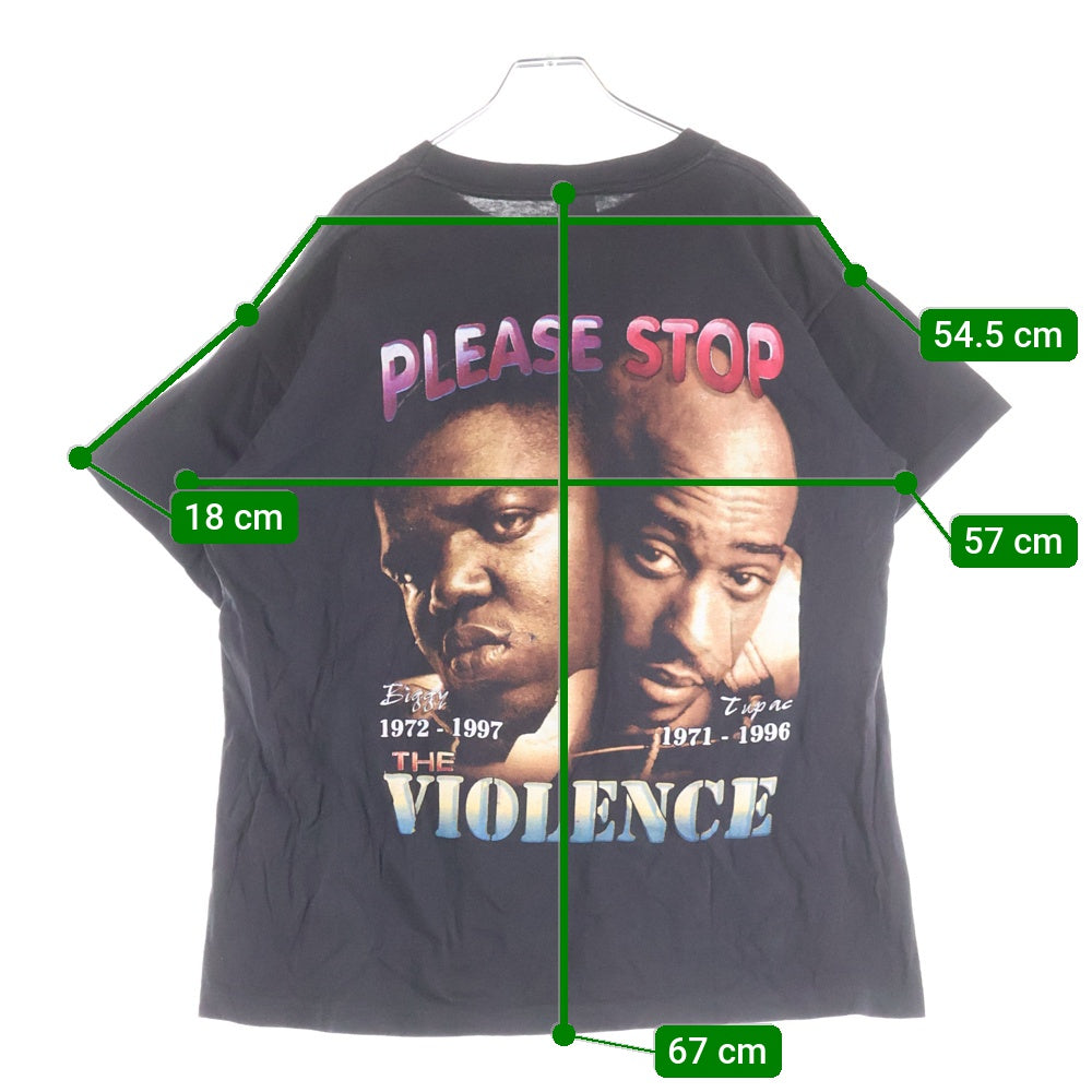 VINTAGE(ヴィンテージ) 90s TUPAC & THE NOTORIUS B.I.G MEMORY / PLEASE STOP THE VIOLENCE BOOTLEG トゥーパック ノートリアスビギー 両面プリントTシャツ ラップTシャツ ブラック