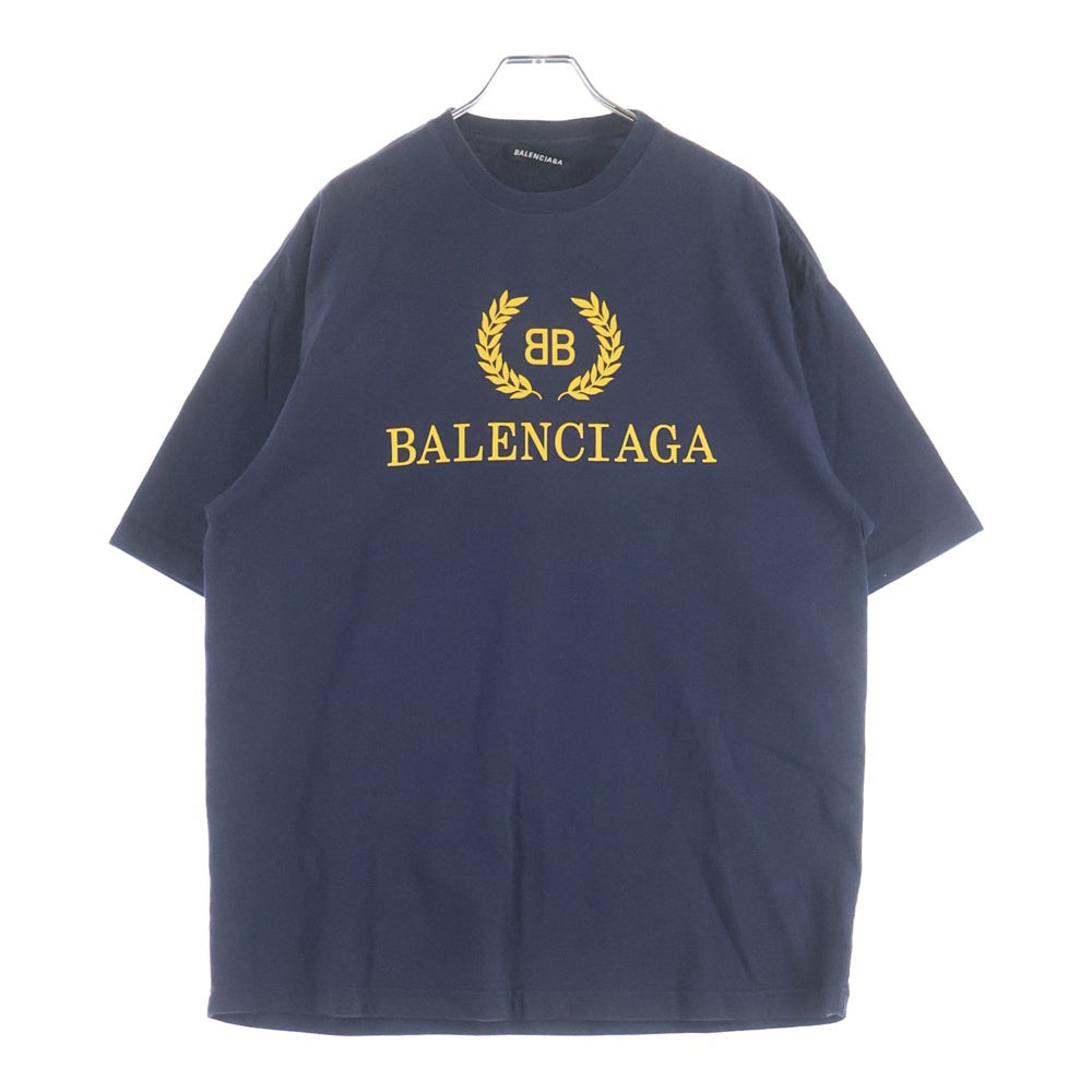 BALENCIAGA(バレンシアガ) 18AW BB LOGO T SHIRT BBロゴプリント クルーネック半袖Tシャツ カットソー ネイビー 535622 TAV04
