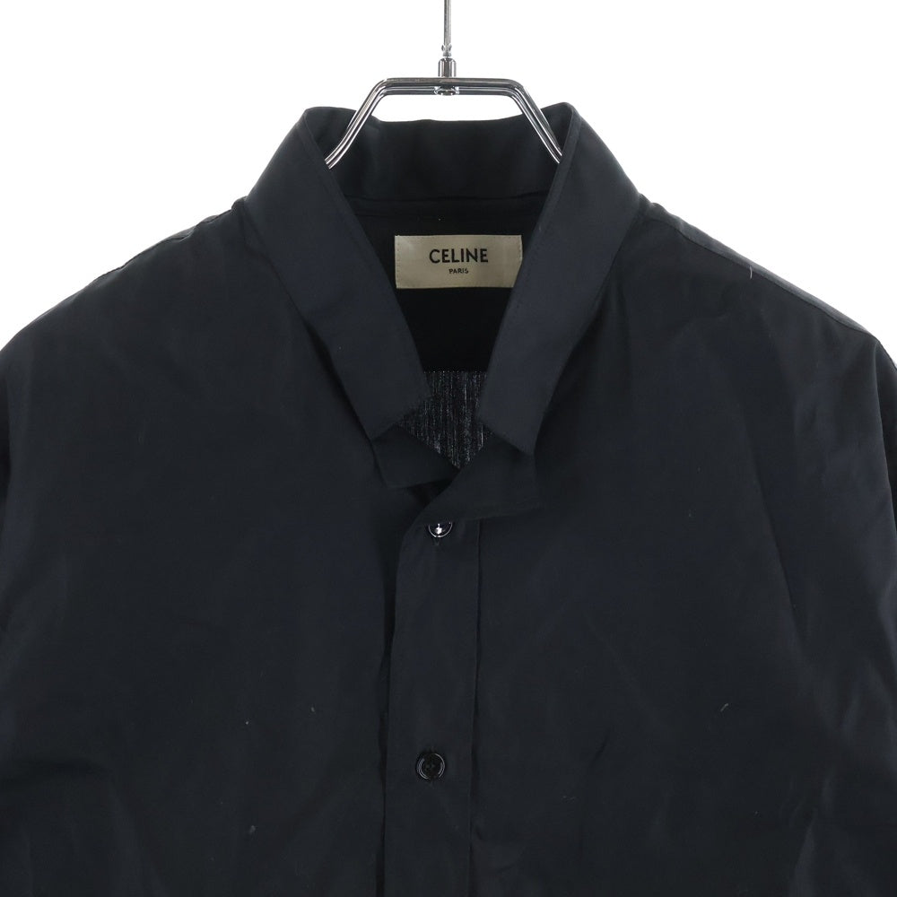 CELINE(セリーヌ) 23SS LOOSE SHIRT WITH INVERTED COLLAR IN COTTON POPLIN インバーテッドカラー コットンポプリン 長袖ルーズシャツ ブラック 2C913091F
