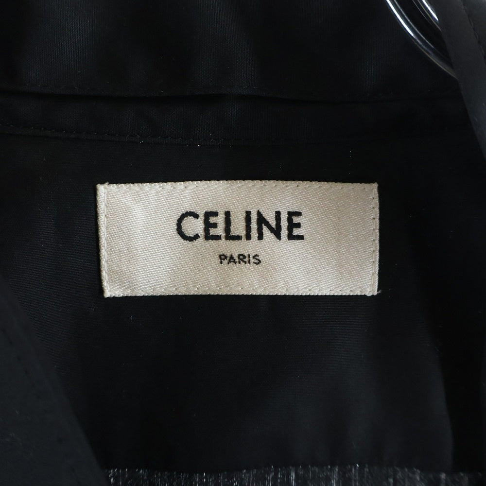 CELINE(セリーヌ) 23SS LOOSE SHIRT WITH INVERTED COLLAR IN COTTON POPLIN インバーテッドカラー コットンポプリン 長袖ルーズシャツ ブラック 2C913091F