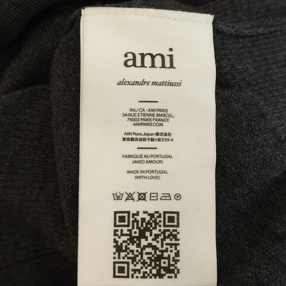 AMI Alexandre Mattiussi(アミアレクサンドルマテュッシ) Small Logo Sweater ウール クルーネック スモールロゴ ニットスウェット セーター グレー HKS111.KN0025