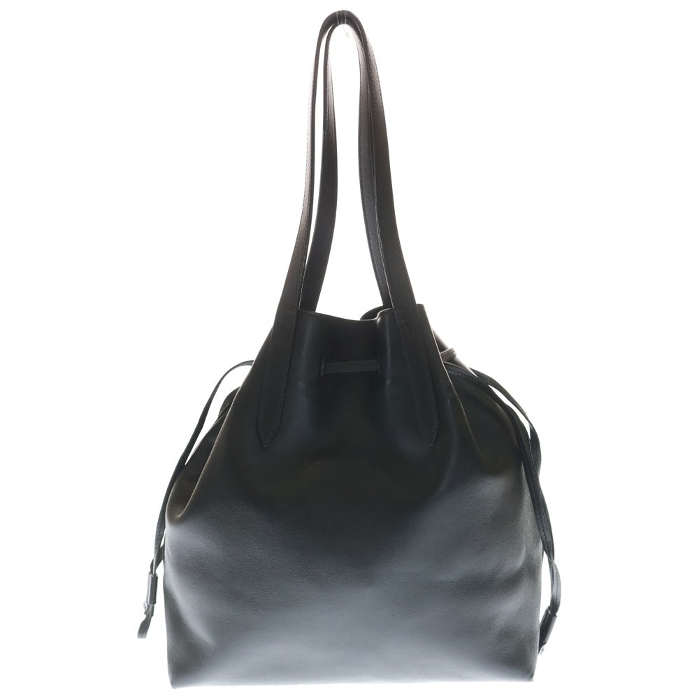 JIMMY CHOO(ジミーチュウ) BARRA TOTE ロゴデザイン ドローストリング レザー 巾着 トートバッグ ブラック レディース