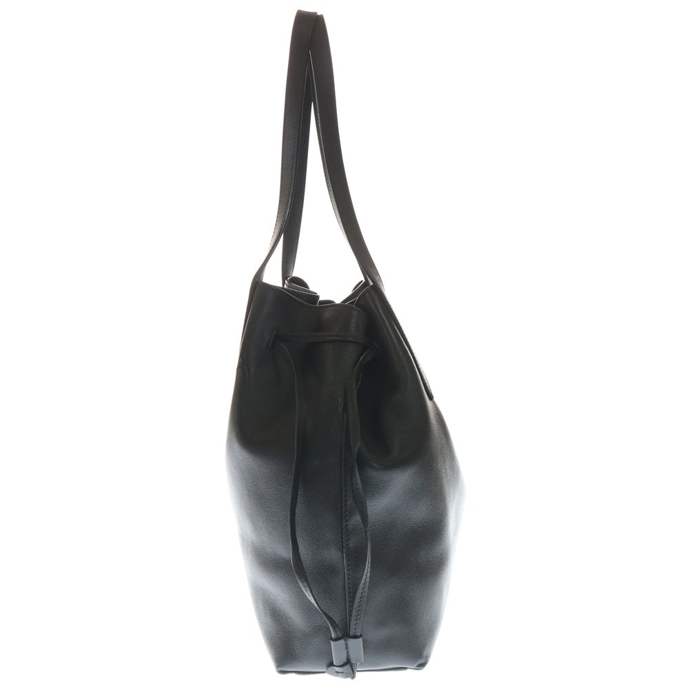 JIMMY CHOO(ジミーチュウ) BARRA TOTE ロゴデザイン ドローストリング レザー 巾着 トートバッグ ブラック レディース