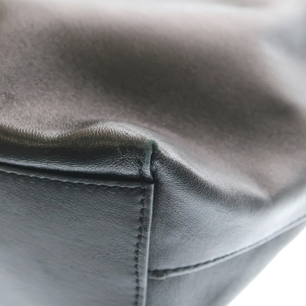 JIMMY CHOO(ジミーチュウ) BARRA TOTE ロゴデザイン ドローストリング レザー 巾着 トートバッグ ブラック レディース