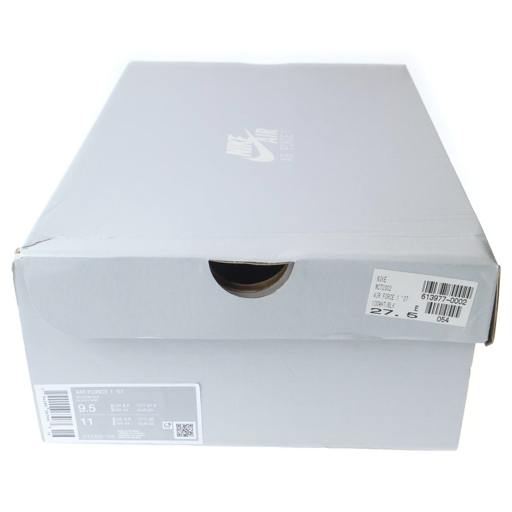 NIKE(ナイキ) AIR FORCE 1 07 WHITE BLACK エアフォース1 レザーローカットスニーカー ホワイト/ブラック US9.5/27.5cm CT2302-100
