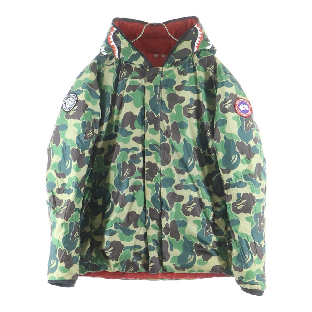 CANADA GOOSE(カナダグース) ×BATHING APE ×CONCEPTS CROFTON SHARK HOODIE コンセプツクロフトン シャーク フーディー ロゴパッチ リバーシブル ジップアップ ダウンジャケット 2227MBC