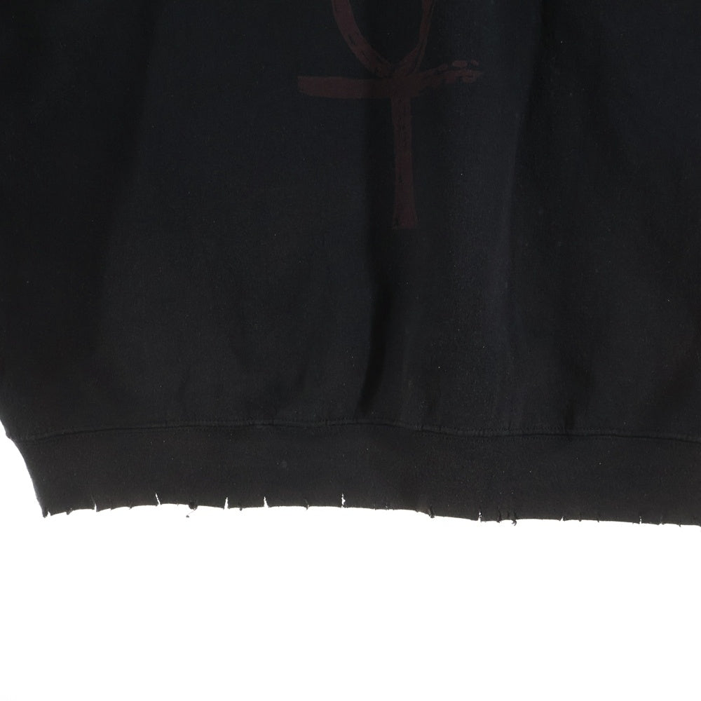 Sasquatchfabrix.(サスクワッチファブリックス) EGYPT PRINT VINTAGE SWEATSHIRT エジプト プリント ヴィンテージ プルオーバー スウェットシャツ ブラック 23SS-CSS-002