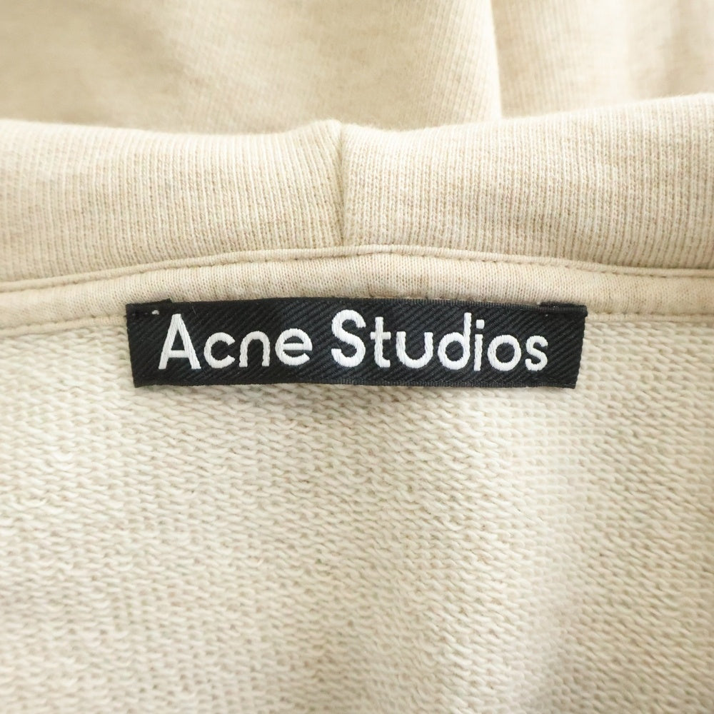 Acne Studios(アクネ ストゥディオズ) エンブロイダリーデザイン カンガルーポケット フーデッド スウェット パーカー ベージュ FA-UXSWEA000075